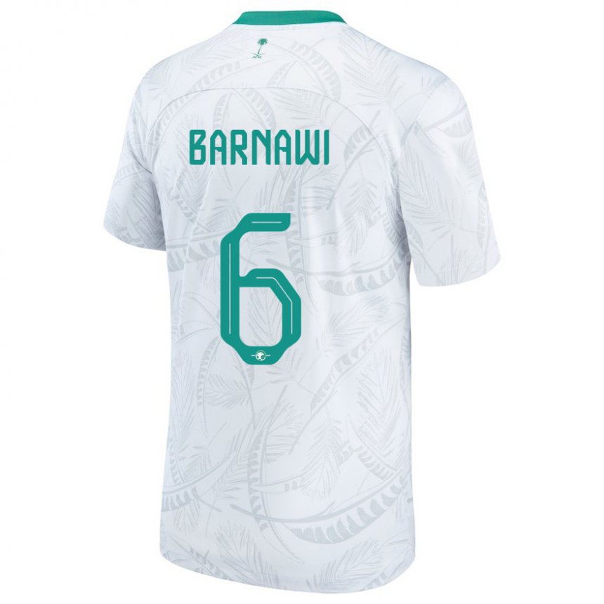 Niño Camiseta Arabia Saudita Mohammed Barnawi #6 Blanco 1ª Equipación 22-24 La Camisa Argentina