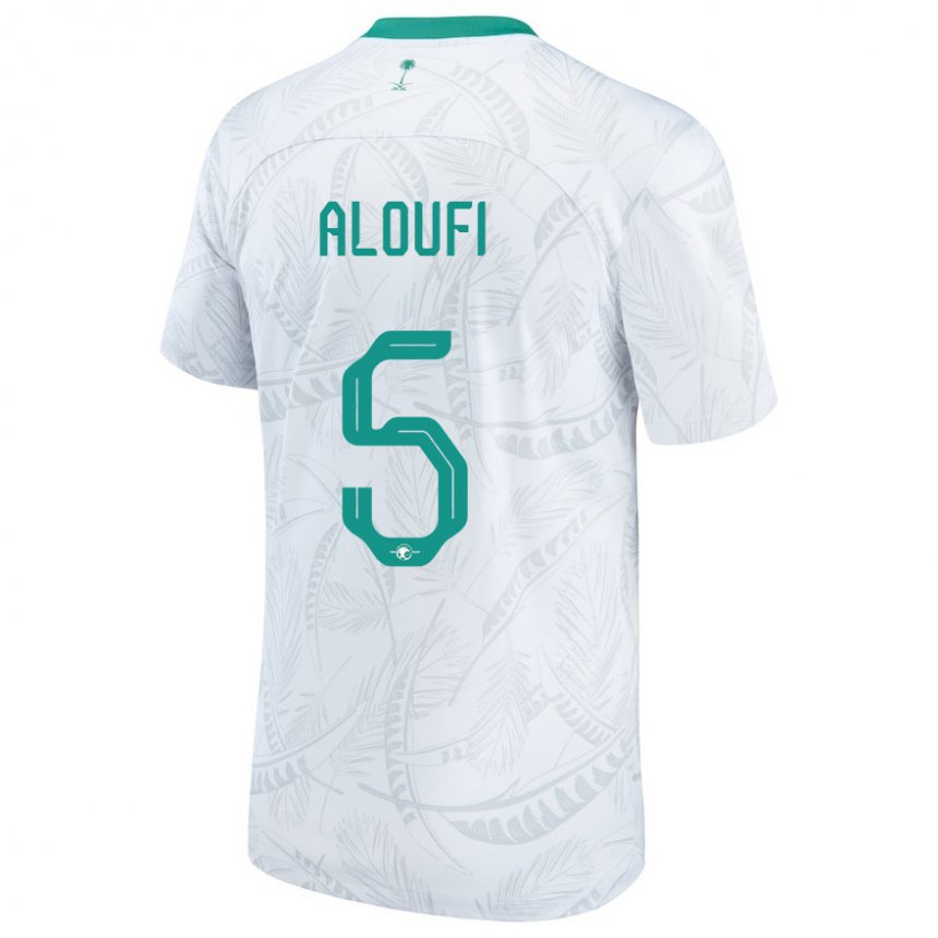 Niño Camiseta Arabia Saudita Mohammed Aloufi #5 Blanco 1ª Equipación 22-24 La Camisa Argentina