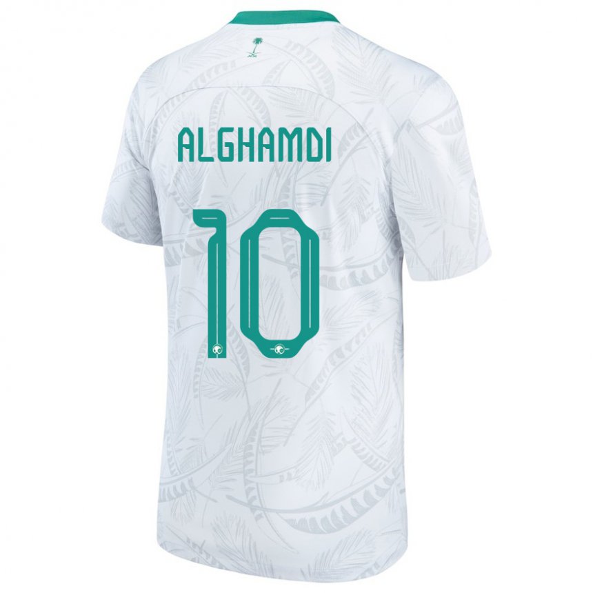 Niño Camiseta Arabia Saudita Ahmad Alghamdi #10 Blanco 1ª Equipación 22-24 La Camisa Argentina