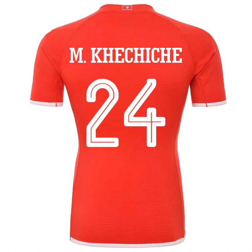 Niño Camiseta Túnez Mohamed Amine Khechiche #24 Rojo 1ª Equipación 22-24 La Camisa Argentina