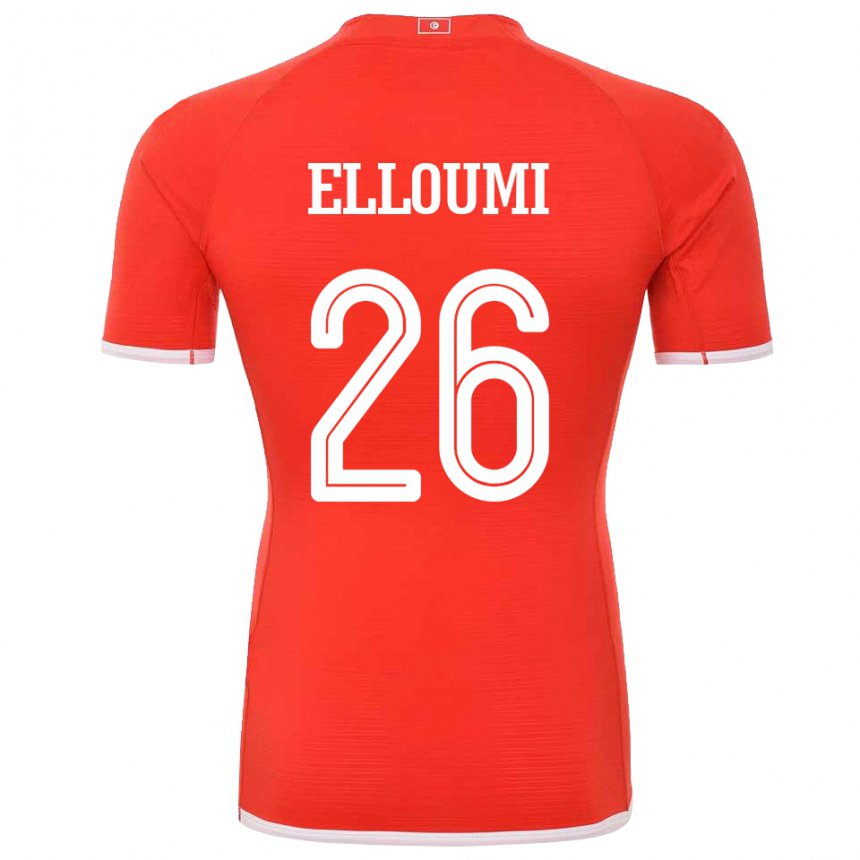 Niño Camiseta Túnez Khalil Elloumi #26 Rojo 1ª Equipación 22-24 La Camisa Argentina