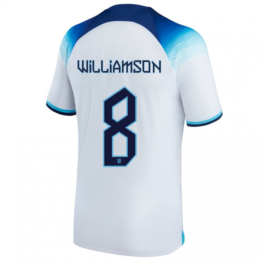 Ni o Camiseta Inglaterra Leah Williamson 8 Blanco Azul 1