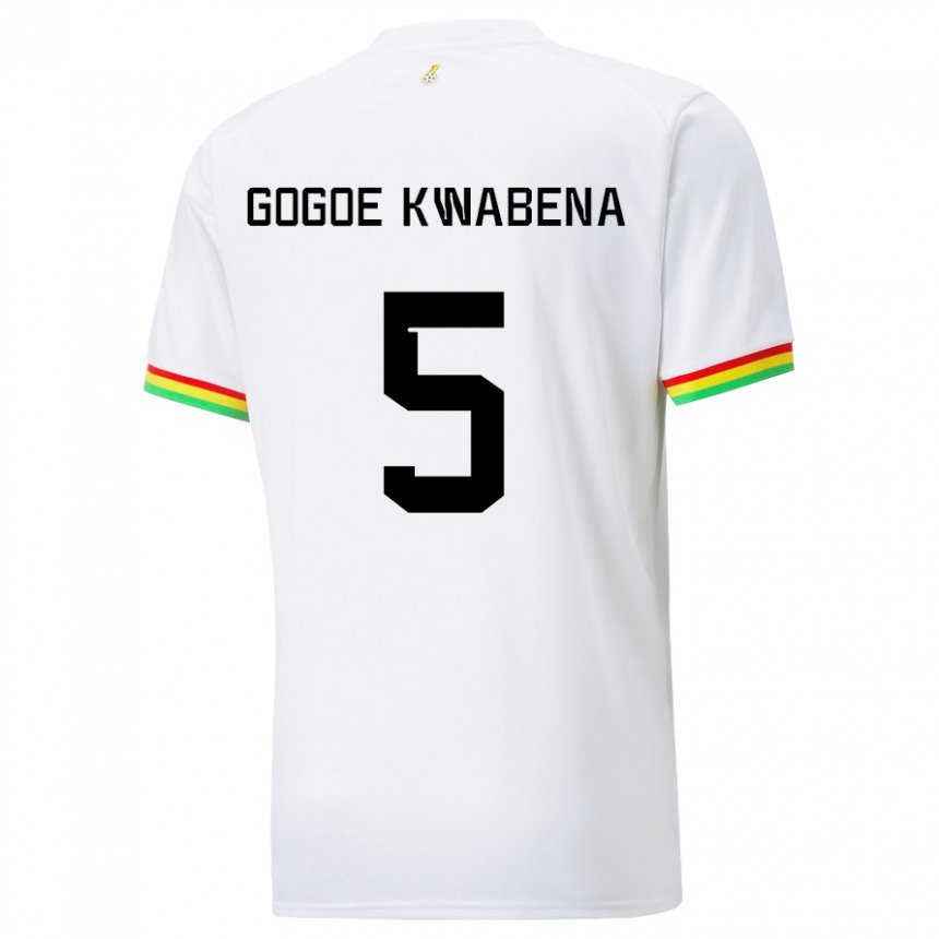 Niño Camiseta Ghana Boahen Gogoe Kwabena #5 Blanco 1ª Equipación 22-24 La Camisa Argentina