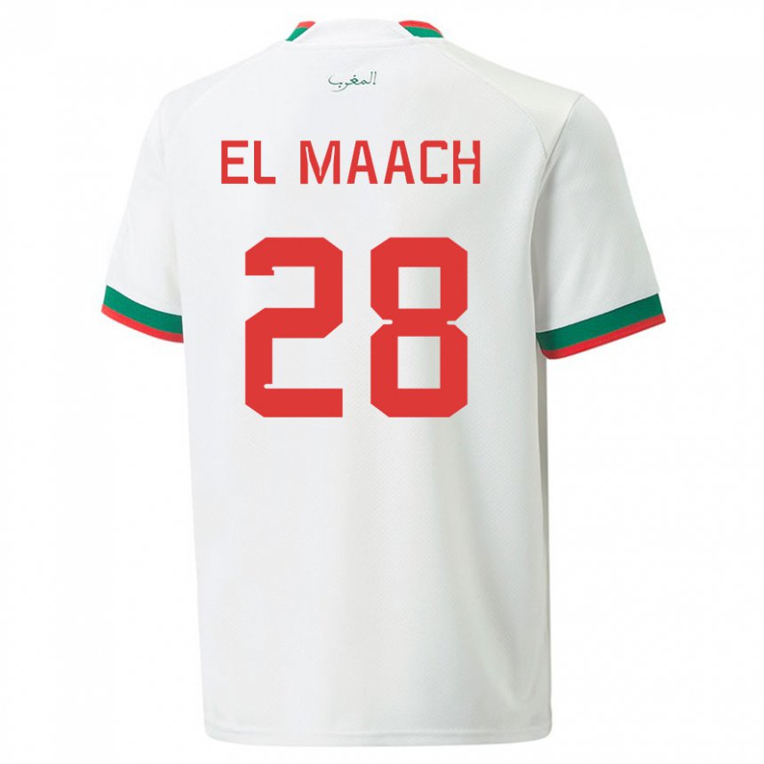 Niño Camiseta Marruecos Fouad El Maach #28 Blanco 2ª Equipación 22-24 La Camisa Argentina