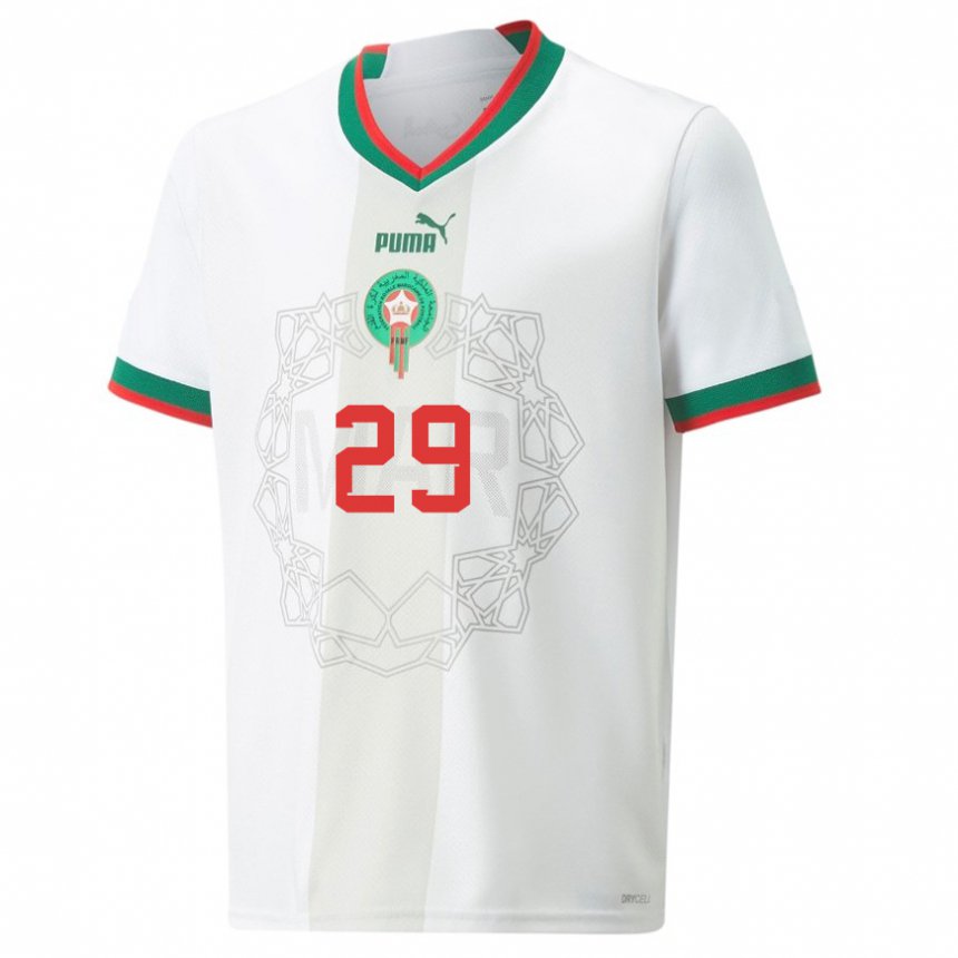 Niño Camiseta Marruecos Ilyas Chaira #29 Blanco 2ª Equipación 22-24 La Camisa Argentina