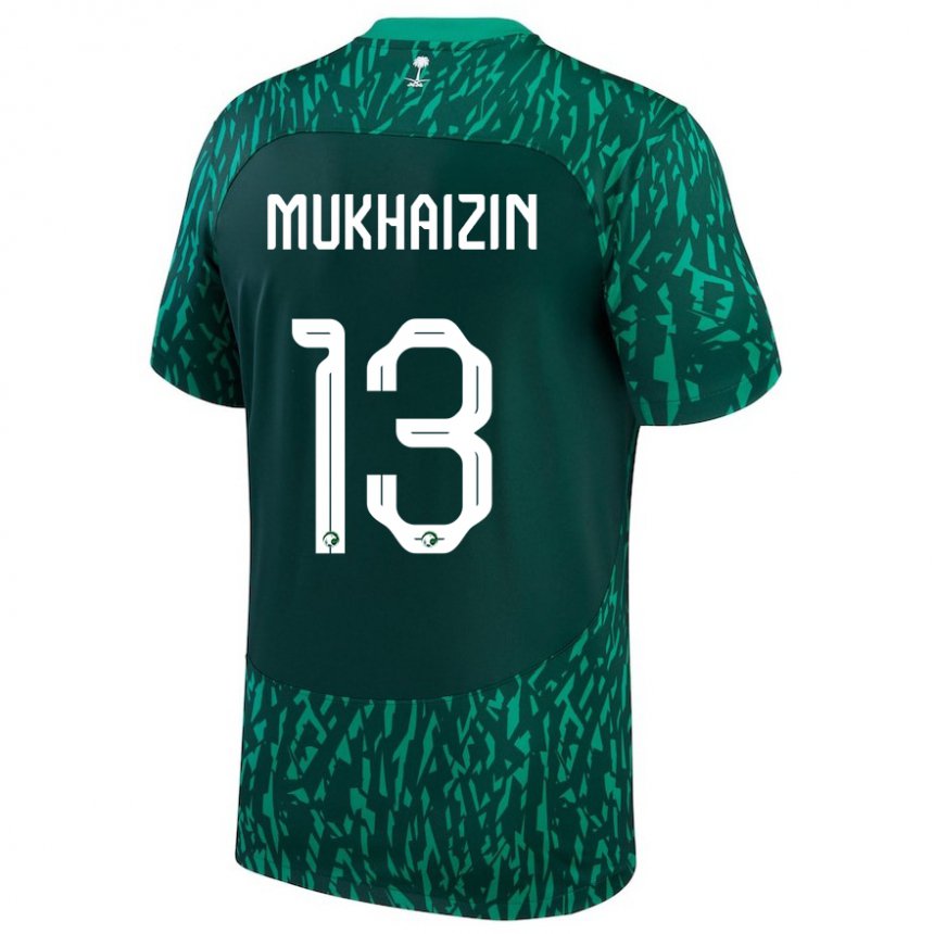 Niño Camiseta Arabia Saudita Raghad Mukhaizin #13 Verde Oscuro 2ª Equipación 22-24 La Camisa Argentina