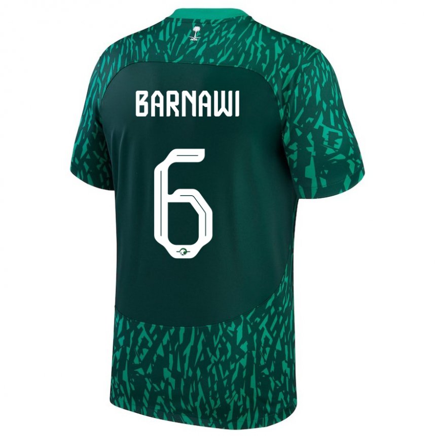 Niño Camiseta Arabia Saudita Mohammed Barnawi #6 Verde Oscuro 2ª Equipación 22-24 La Camisa Argentina