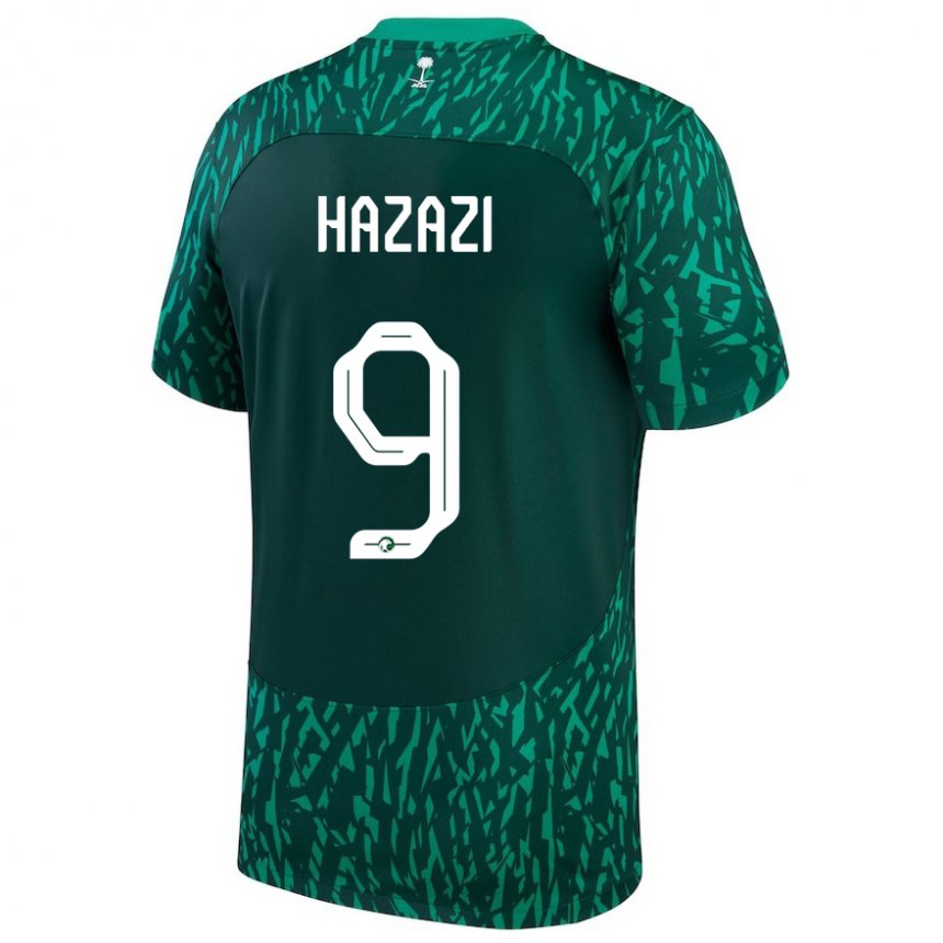 Niño Camiseta Arabia Saudita Sulaiman Hazazi #9 Verde Oscuro 2ª Equipación 22-24 La Camisa Argentina