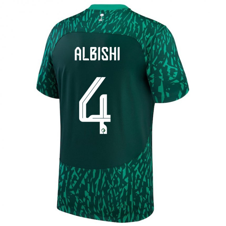 Niño Camiseta Arabia Saudita Abdullah Albishi #4 Verde Oscuro 2ª Equipación 22-24 La Camisa Argentina