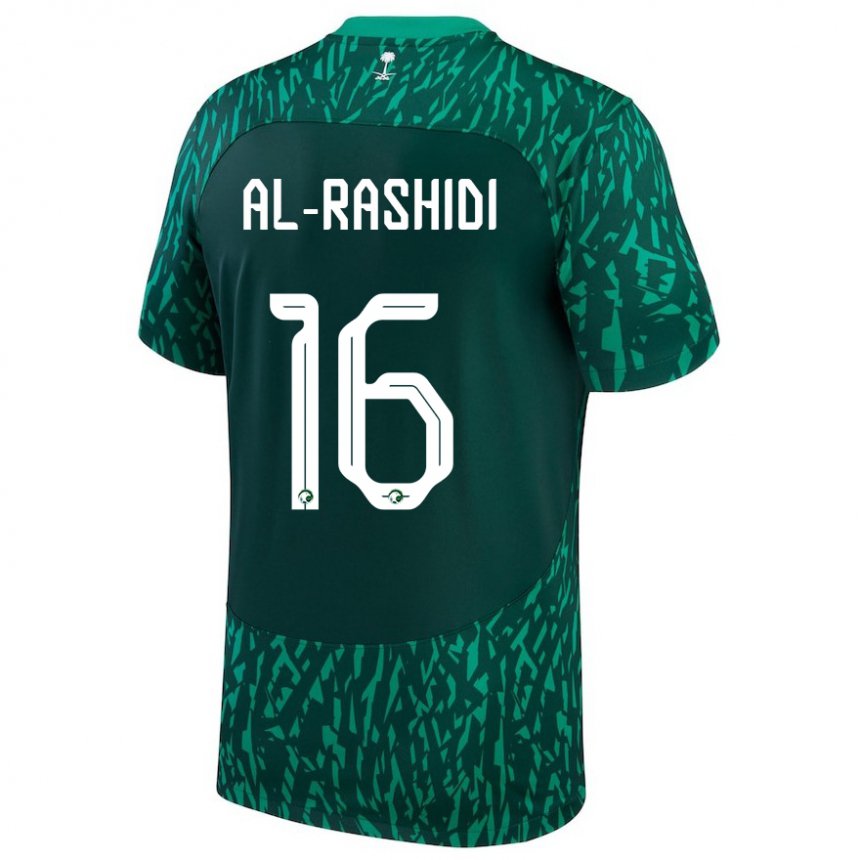 Niño Camiseta Arabia Saudita Mohammed Al Rashidi #16 Verde Oscuro 2ª Equipación 22-24 La Camisa Argentina