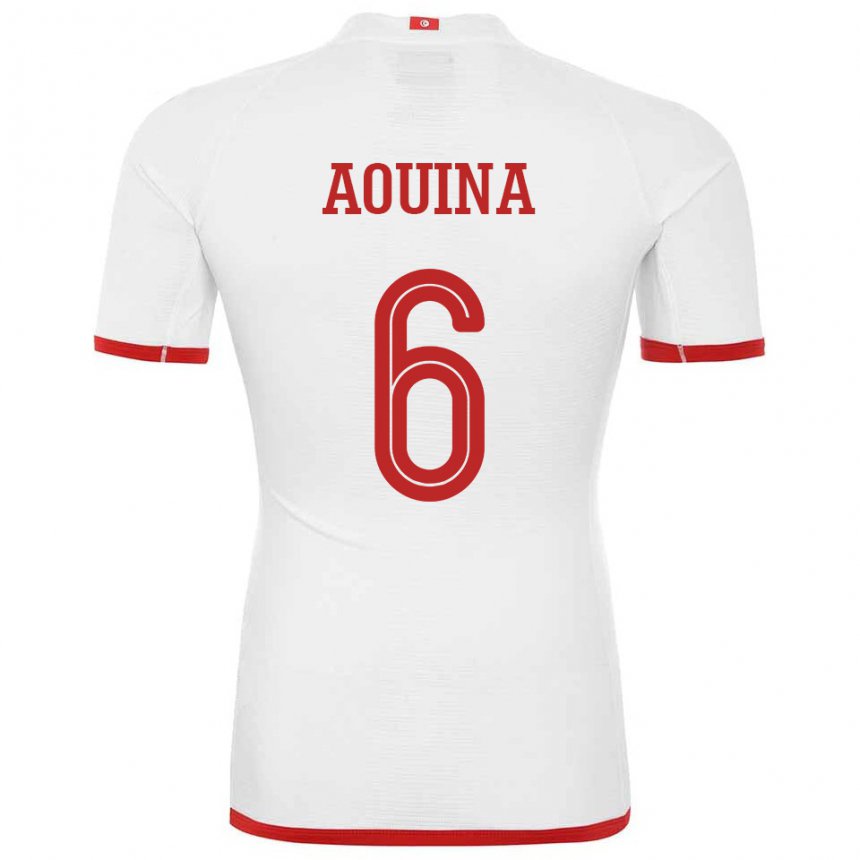 Niño Camiseta Túnez Rania Aouina #6 Blanco 2ª Equipación 22-24 La Camisa Argentina