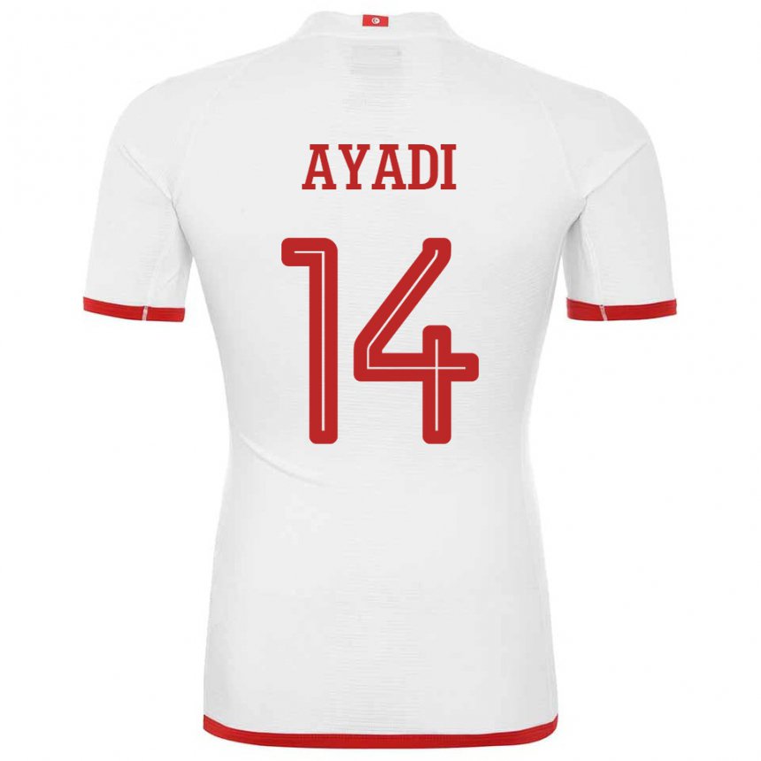 Niño Camiseta Túnez Ghada Ayadi #14 Blanco 2ª Equipación 22-24 La Camisa Argentina