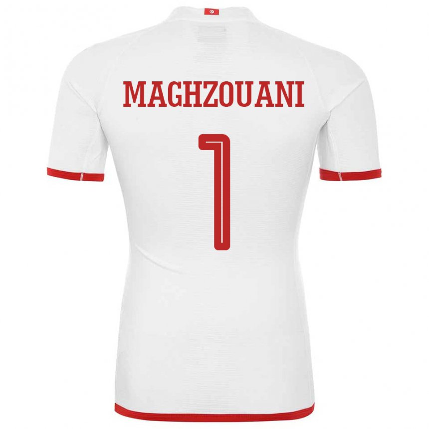 Niño Camiseta Túnez Wassim Maghzouani #1 Blanco 2ª Equipación 22-24 La Camisa Argentina