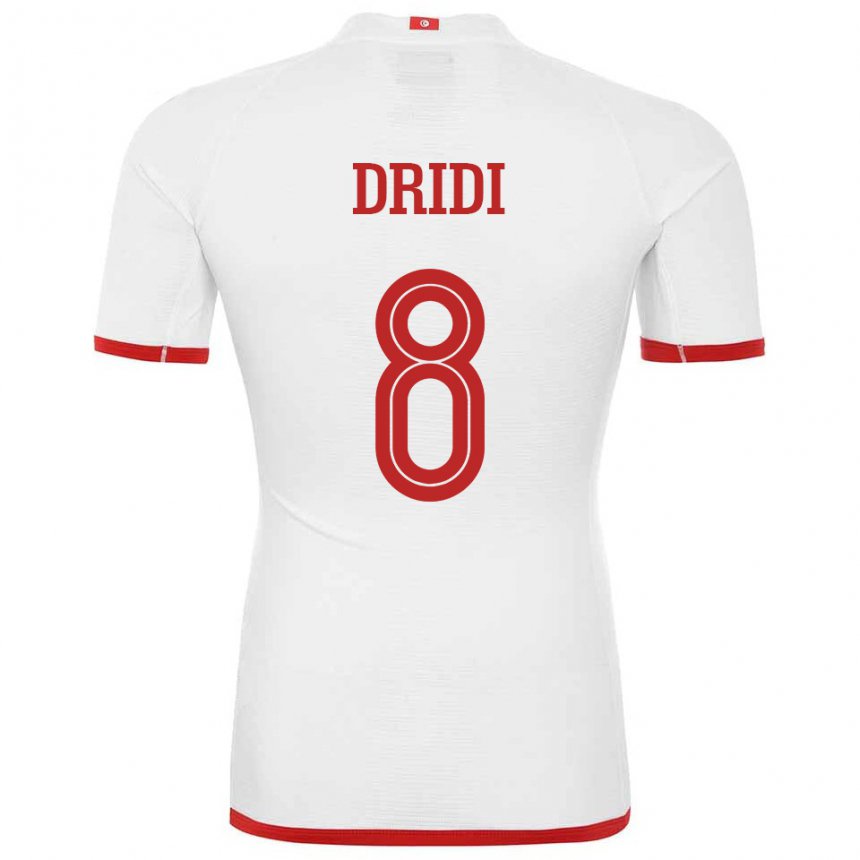 Niño Camiseta Túnez Yassine Dridi #8 Blanco 2ª Equipación 22-24 La Camisa Argentina