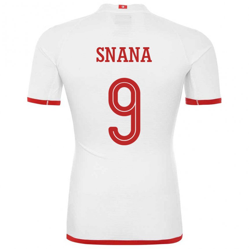 Niño Camiseta Túnez Youssef Snana #9 Blanco 2ª Equipación 22-24 La Camisa Argentina