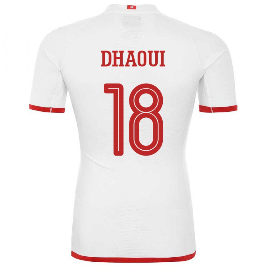 Niño Camiseta Túnez Mouhamed Dhaoui #18 Blanco 2ª Equipación 22-24 La Camisa Argentina