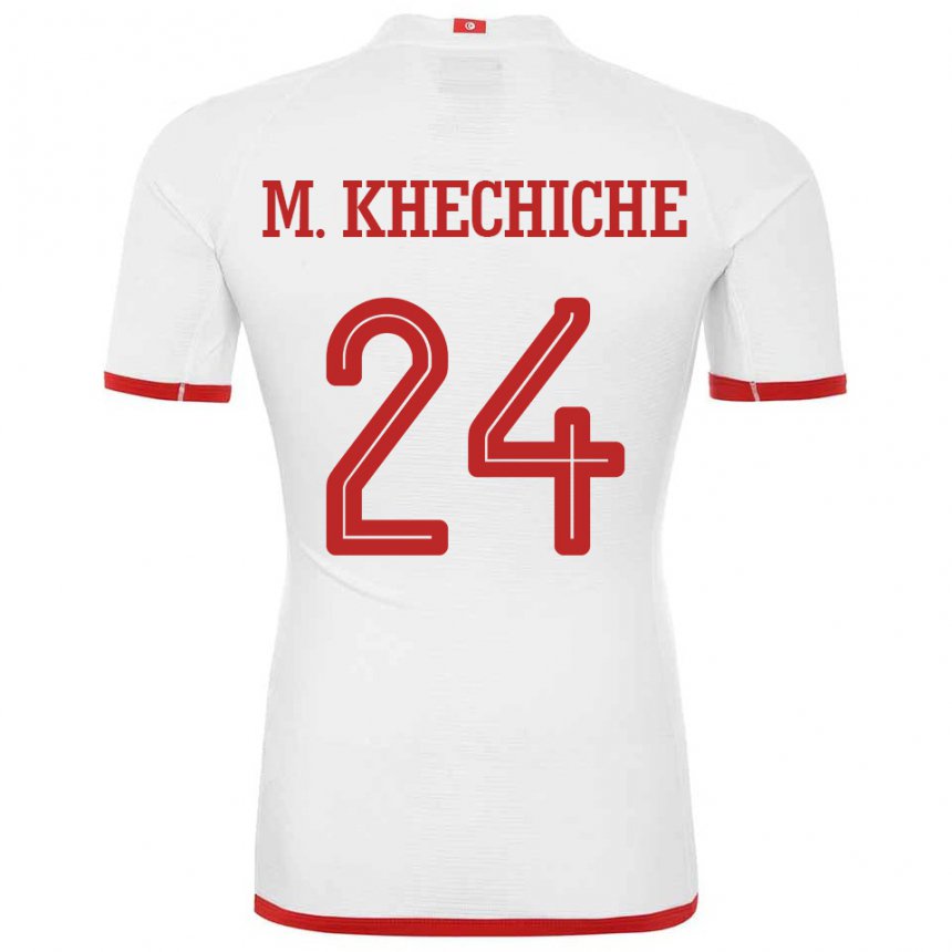 Niño Camiseta Túnez Mohamed Amine Khechiche #24 Blanco 2ª Equipación 22-24 La Camisa Argentina