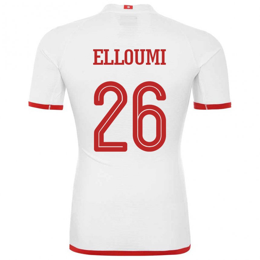 Niño Camiseta Túnez Khalil Elloumi #26 Blanco 2ª Equipación 22-24 La Camisa Argentina