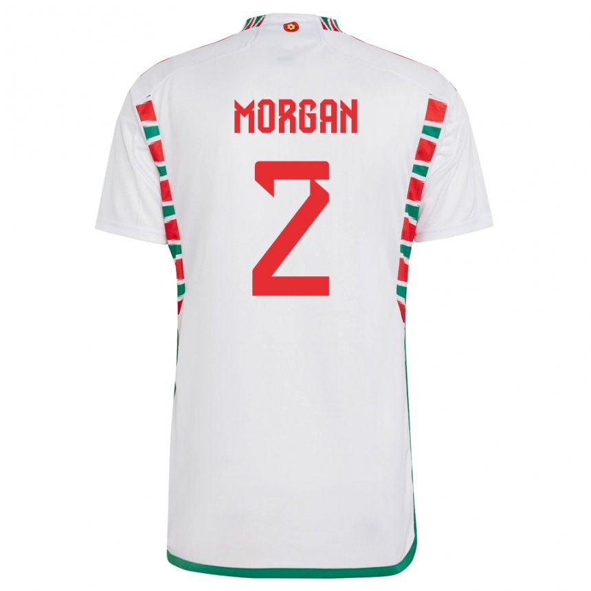 Niño Camiseta Gales Ffion Morgan #2 Blanco 2ª Equipación 22-24 La Camisa Argentina