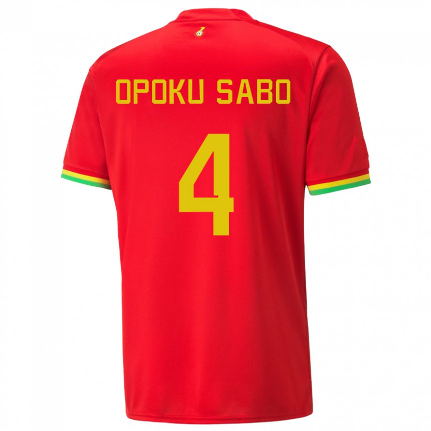 Niño Camiseta Ghana Alex Opoku Sabo #4 Rojo 2ª Equipación 22-24 La Camisa Argentina