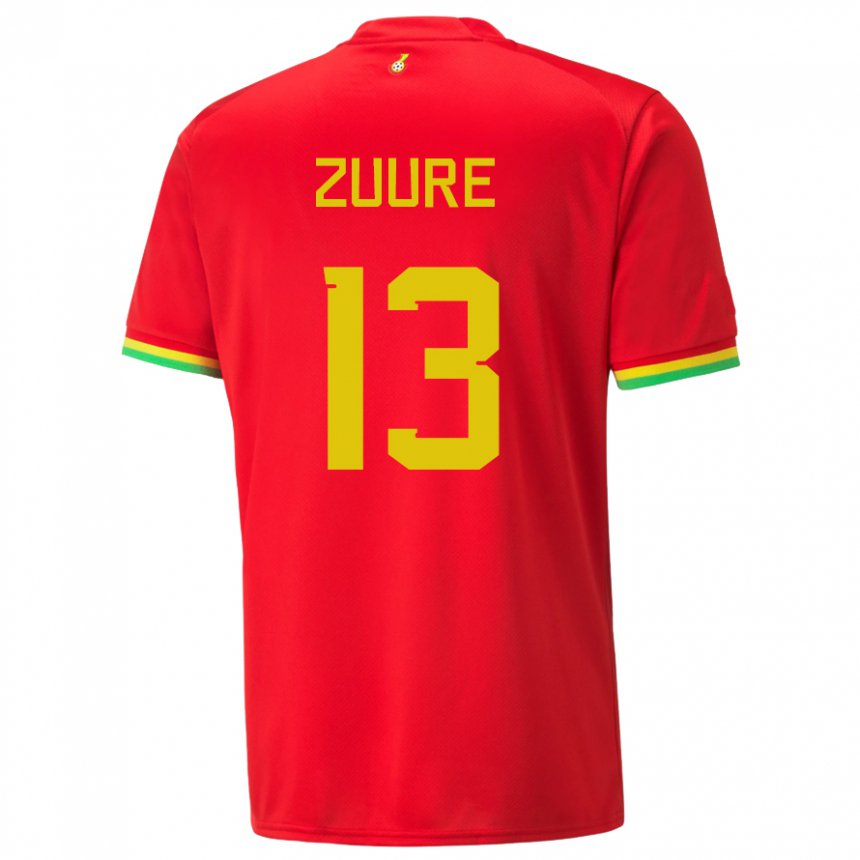 Niño Camiseta Ghana Moses Salifu Bawa Zuure #13 Rojo 2ª Equipación 22-24 La Camisa Argentina