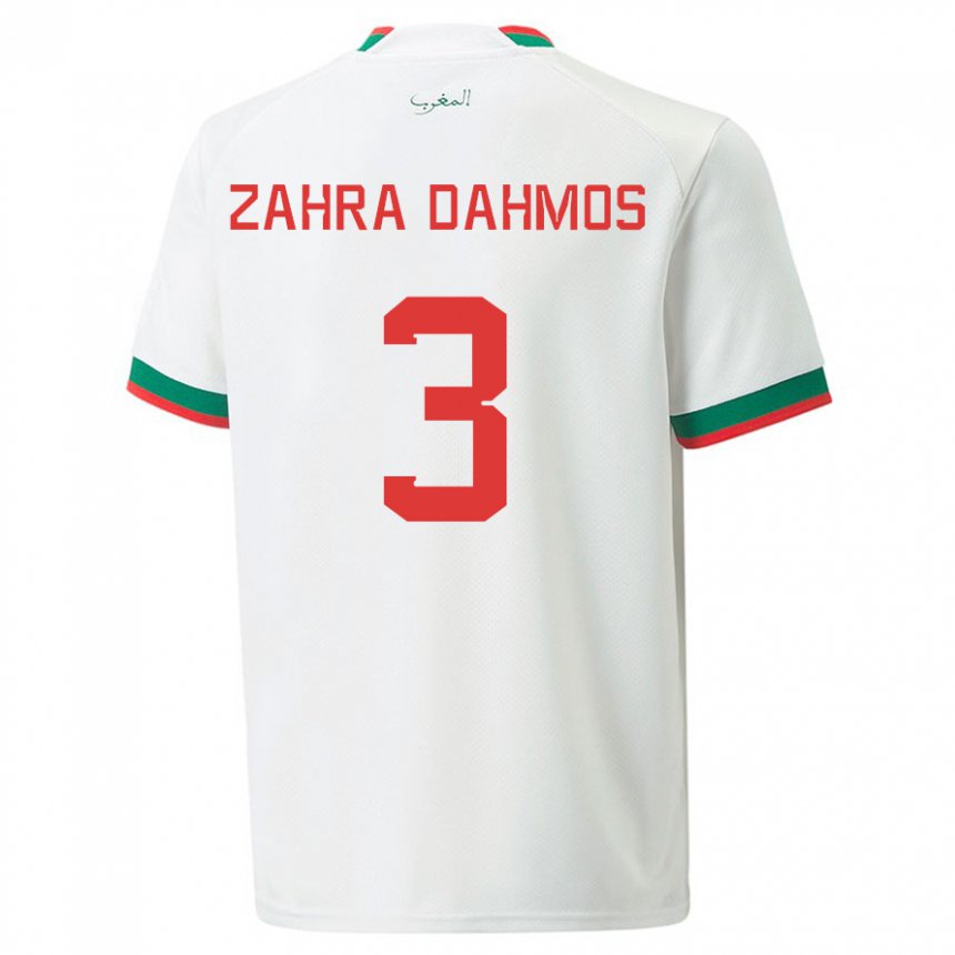 Niño Camiseta Marruecos Fatima Zahra Dahmos #3 Blanco 2ª Equipación 22-24 La Camisa Argentina