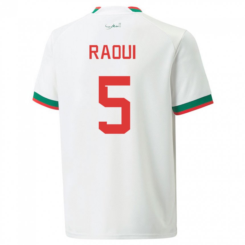 Niño Camiseta Marruecos Oussama Raoui #5 Blanco 2ª Equipación 22-24 La Camisa Argentina