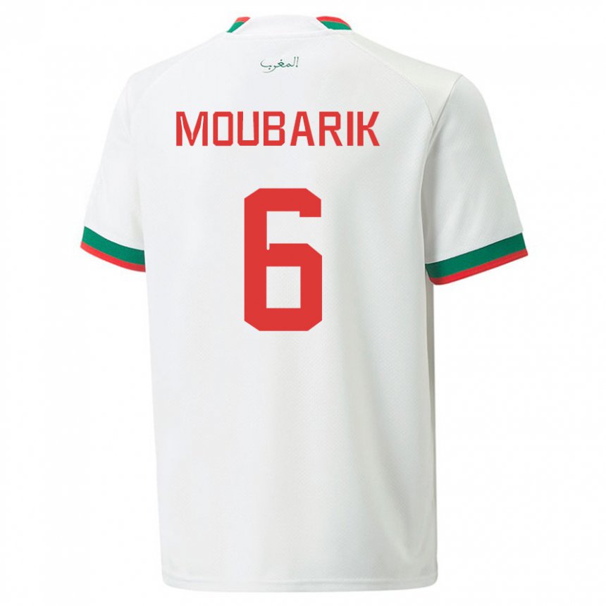 Niño Camiseta Marruecos El Mehdi Moubarik #6 Blanco 2ª Equipación 22-24 La Camisa Argentina