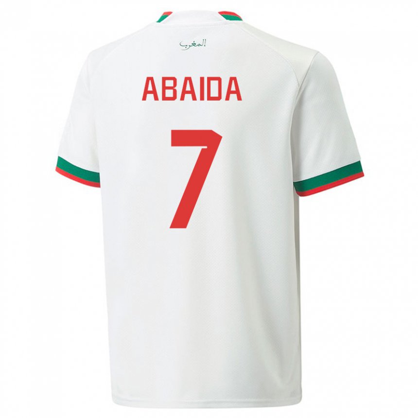 Niño Camiseta Marruecos Haitam Abaida #7 Blanco 2ª Equipación 22-24 La Camisa Argentina