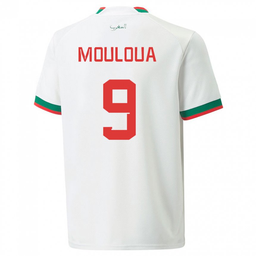 Niño Camiseta Marruecos Ayoub Mouloua #9 Blanco 2ª Equipación 22-24 La Camisa Argentina