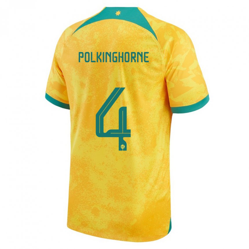 Hombre Camiseta Australia Clare Polkinghorne #4 Dorado 1ª Equipación 22-24 La Camisa Argentina