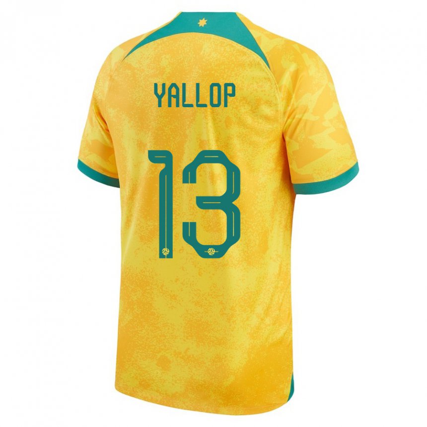 Hombre Camiseta Australia Tameka Yallop #13 Dorado 1ª Equipación 22-24 La Camisa Argentina