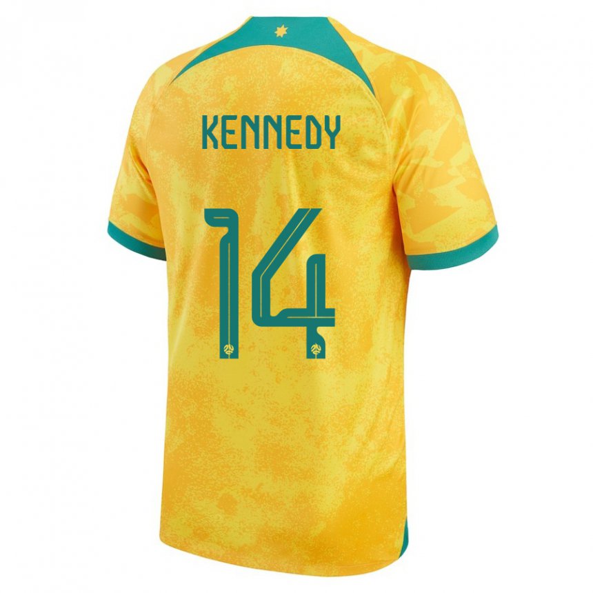 Hombre Camiseta Australia Alanna Kennedy #14 Dorado 1ª Equipación 22-24 La Camisa Argentina