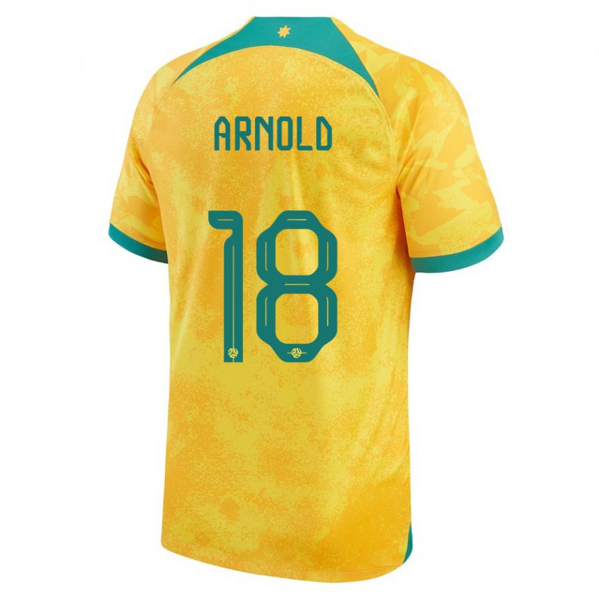 Hombre Camiseta Australia Mackenzie Arnold #18 Dorado 1ª Equipación 22-24 La Camisa Argentina