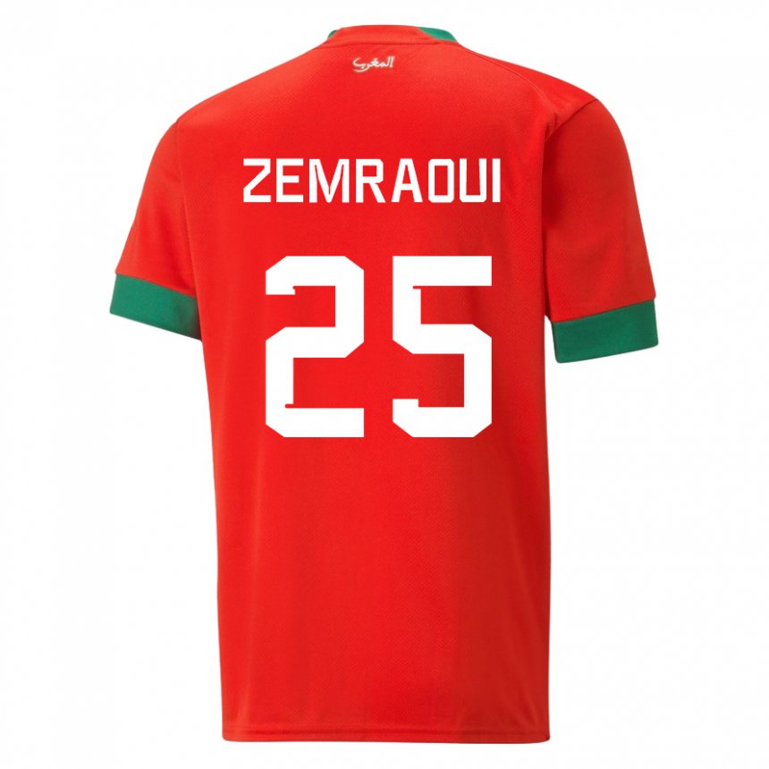 Hombre Camiseta Marruecos Oussama Zemraoui #25 Rojo 1ª Equipación 22-24 La Camisa Argentina