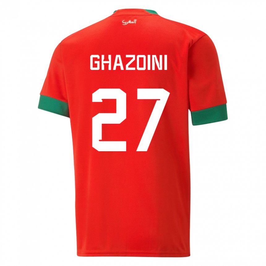 Hombre Camiseta Marruecos Amine Ghazoini #27 Rojo 1ª Equipación 22-24 La Camisa Argentina