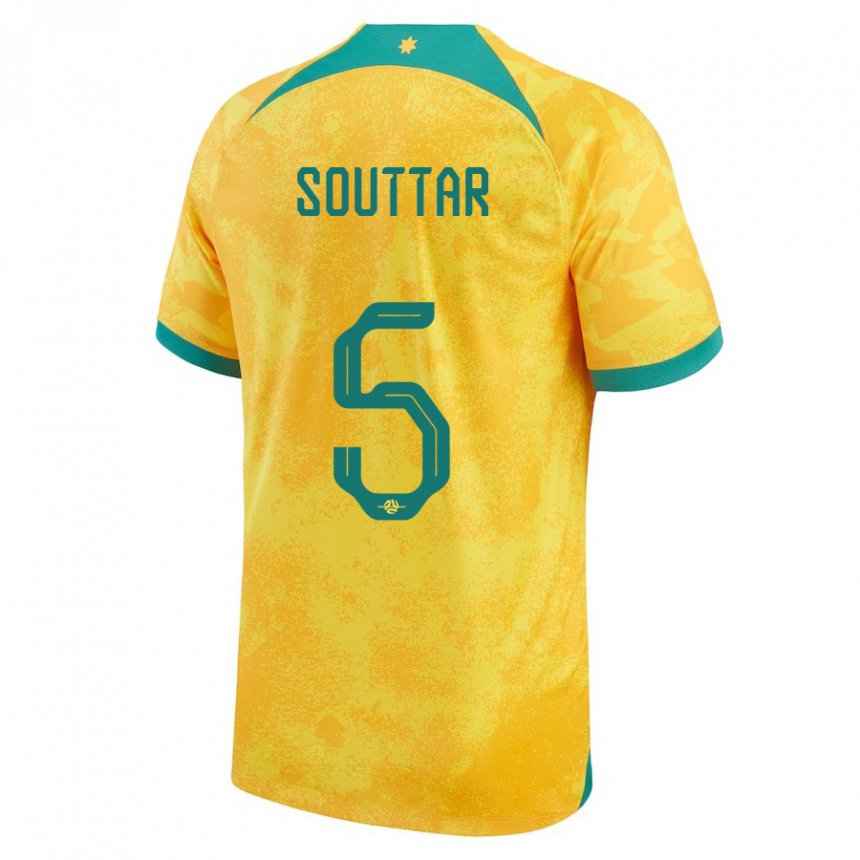 Hombre Camiseta Australia Harry Souttar #5 Dorado 1ª Equipación 22-24 La Camisa Argentina