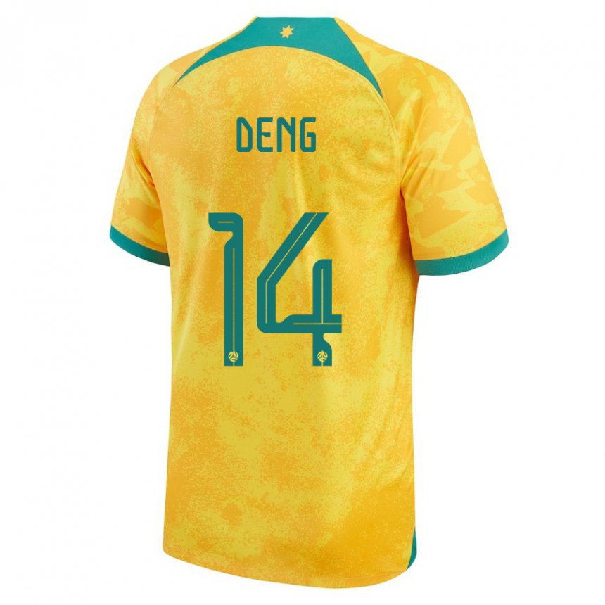 Hombre Camiseta Australia Thomas Deng #14 Dorado 1ª Equipación 22-24 La Camisa Argentina