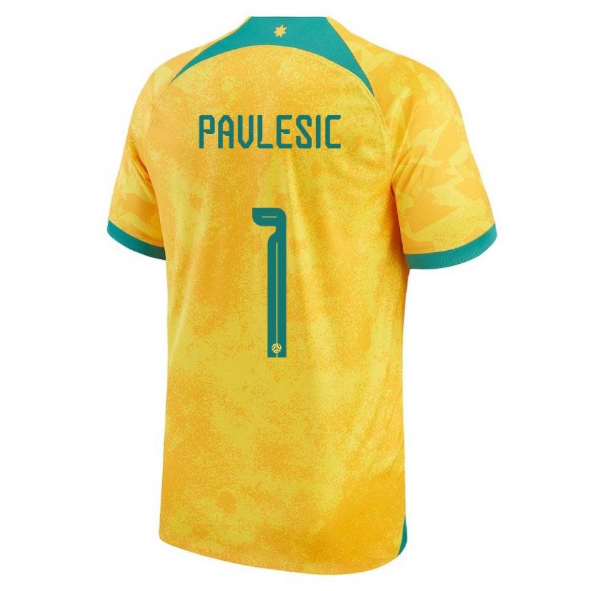 Hombre Camiseta Australia Adam Pavlesic #1 Dorado 1ª Equipación 22-24 La Camisa Argentina