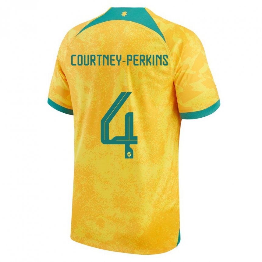 Hombre Camiseta Australia Jordan Courtney Perkins #4 Dorado 1ª Equipación 22-24 La Camisa Argentina