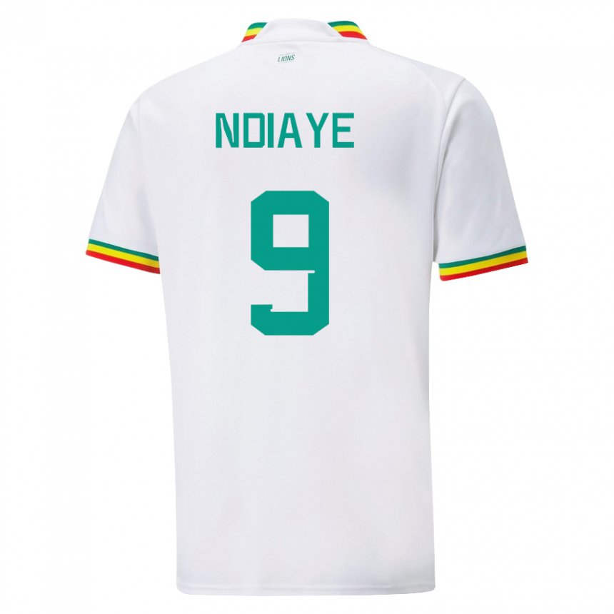 Hombre Camiseta Senegal Nguenar Ndiaye #9 Blanco 1ª Equipación 22-24 La Camisa Argentina