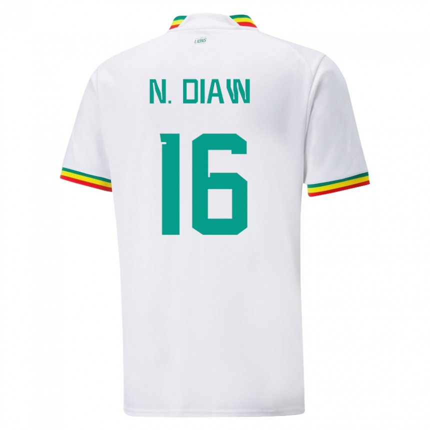 Hombre Camiseta Senegal Ndeye Meissa Diaw #16 Blanco 1ª Equipación 22-24 La Camisa Argentina