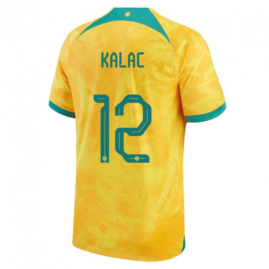 Hombre Camiseta Australia Oliver Kalac #12 Dorado 1ª Equipación 22-24 La Camisa Argentina