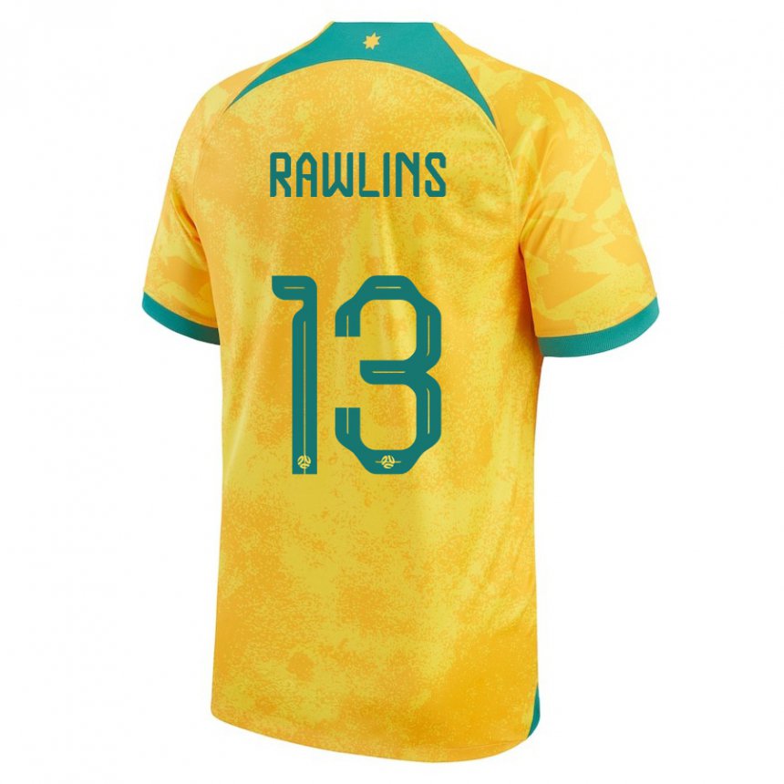 Hombre Camiseta Australia Joshua Rawlins #13 Dorado 1ª Equipación 22-24 La Camisa Argentina