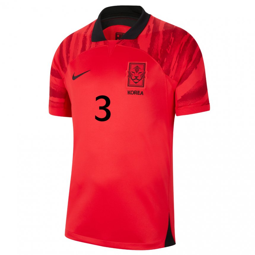 Hombre Camiseta Corea Del Sur Hong Hye Ji #3 Negro Rojo 1ª Equipación 22-24 La Camisa Argentina