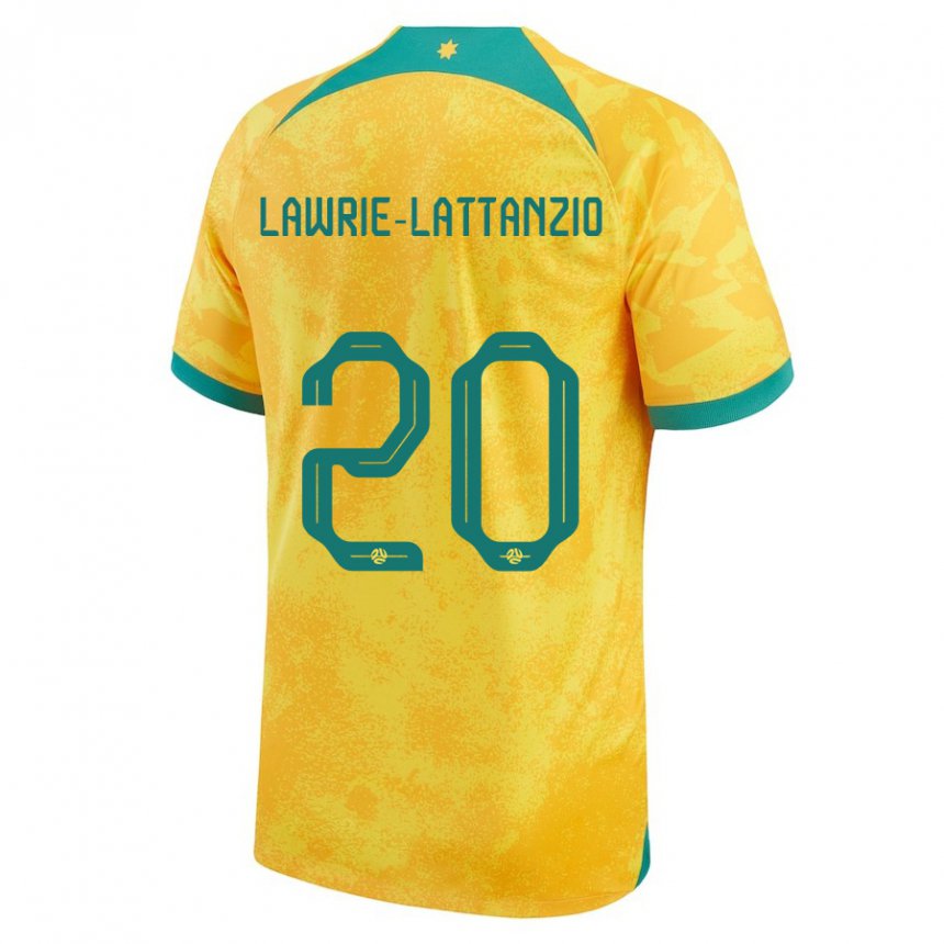 Hombre Camiseta Australia Luis Lawrie Lattanzio #20 Dorado 1ª Equipación 22-24 La Camisa Argentina