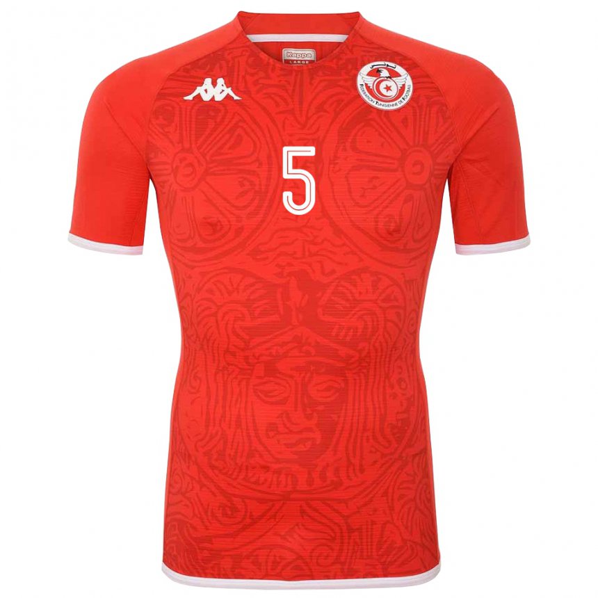 Hombre Camiseta Túnez Jasmina Barhoumi #5 Rojo 1ª Equipación 22-24 La Camisa Argentina