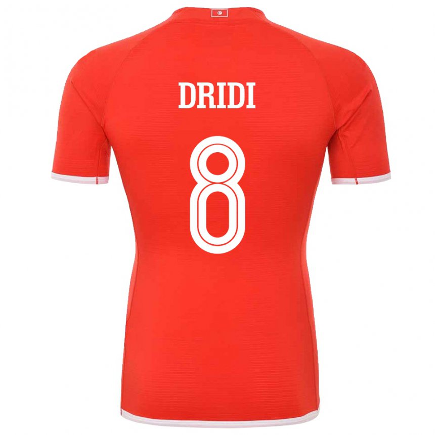 Hombre Camiseta Túnez Yassine Dridi #8 Rojo 1ª Equipación 22-24 La Camisa Argentina