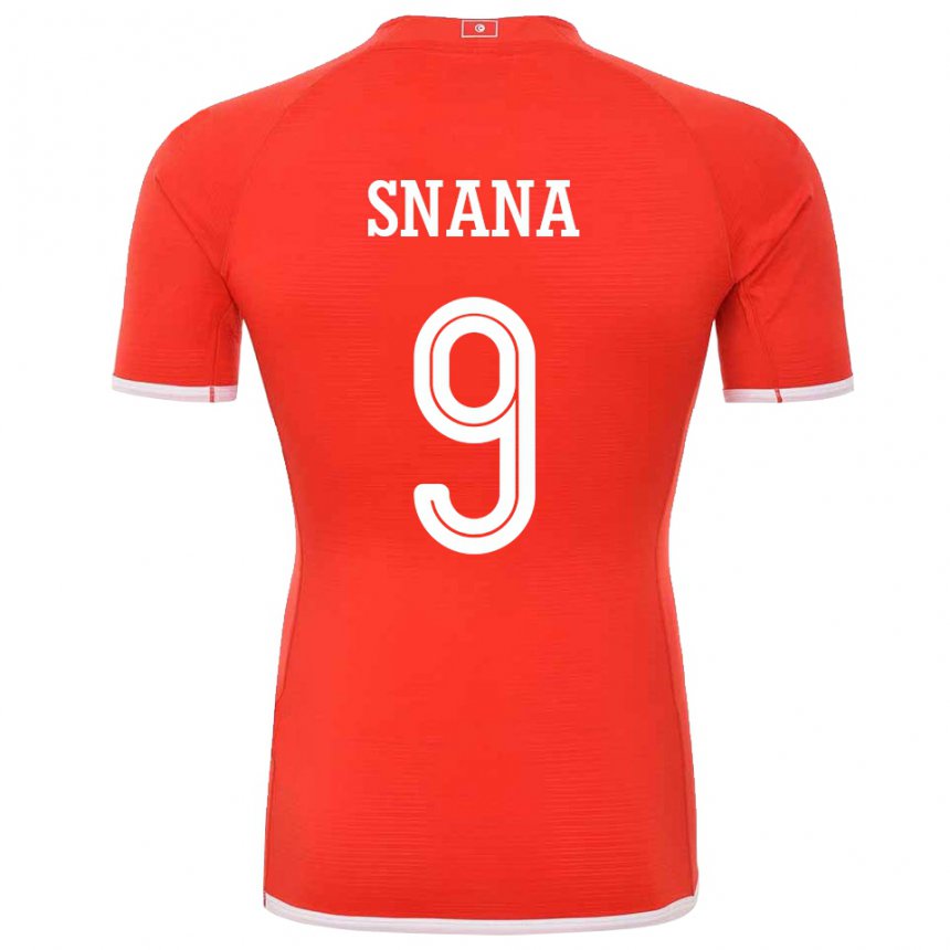 Hombre Camiseta Túnez Youssef Snana #9 Rojo 1ª Equipación 22-24 La Camisa Argentina