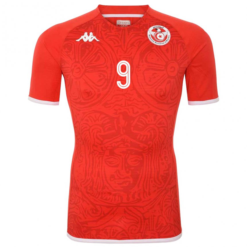 Hombre Camiseta Túnez Youssef Snana #9 Rojo 1ª Equipación 22-24 La Camisa Argentina